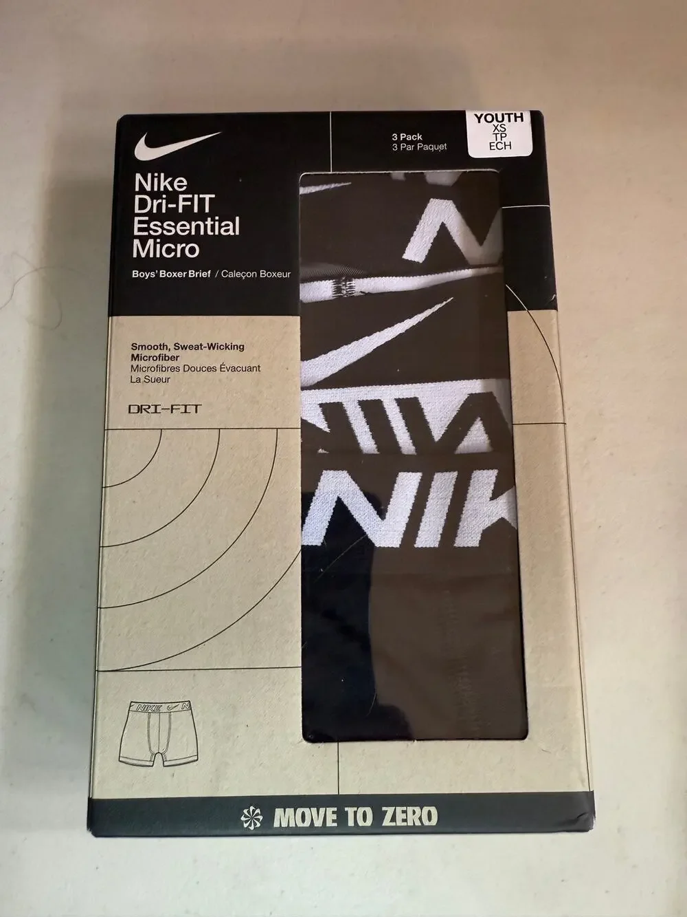 Nike Dri-fit Essential Micro boys boxer briefs Size Youth XS 3 pack
